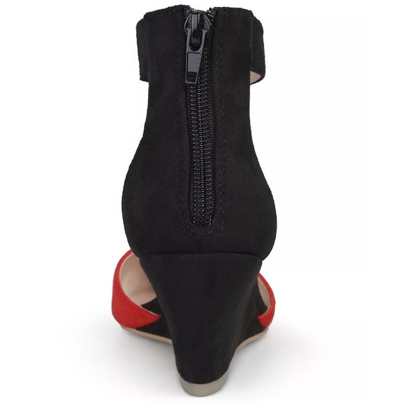 Kick Ass Red & Black Microsuede Ankle Strap Wedges NWT SZ 6.5 - Picture 4 of 16